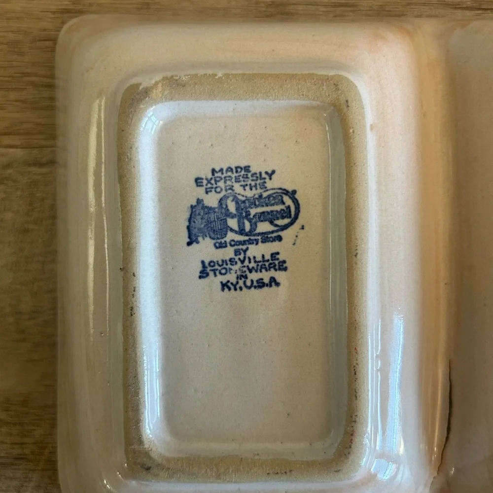 Louisville Stoneware Divided Dish - Cracker Barrel - Floral - KY, USA- Vtg‎
